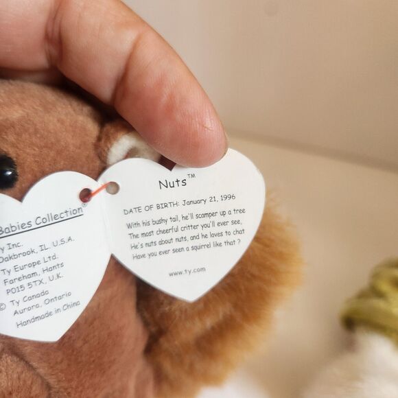 Ty Beanie Baby Babies - All 3 Katrina Bear Wisest Owl Squirrel Nuts - Picture 5 of 6